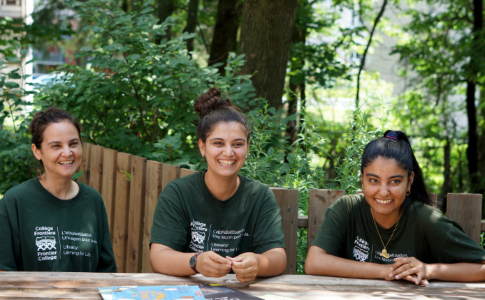 A group of literacy volunteers outside